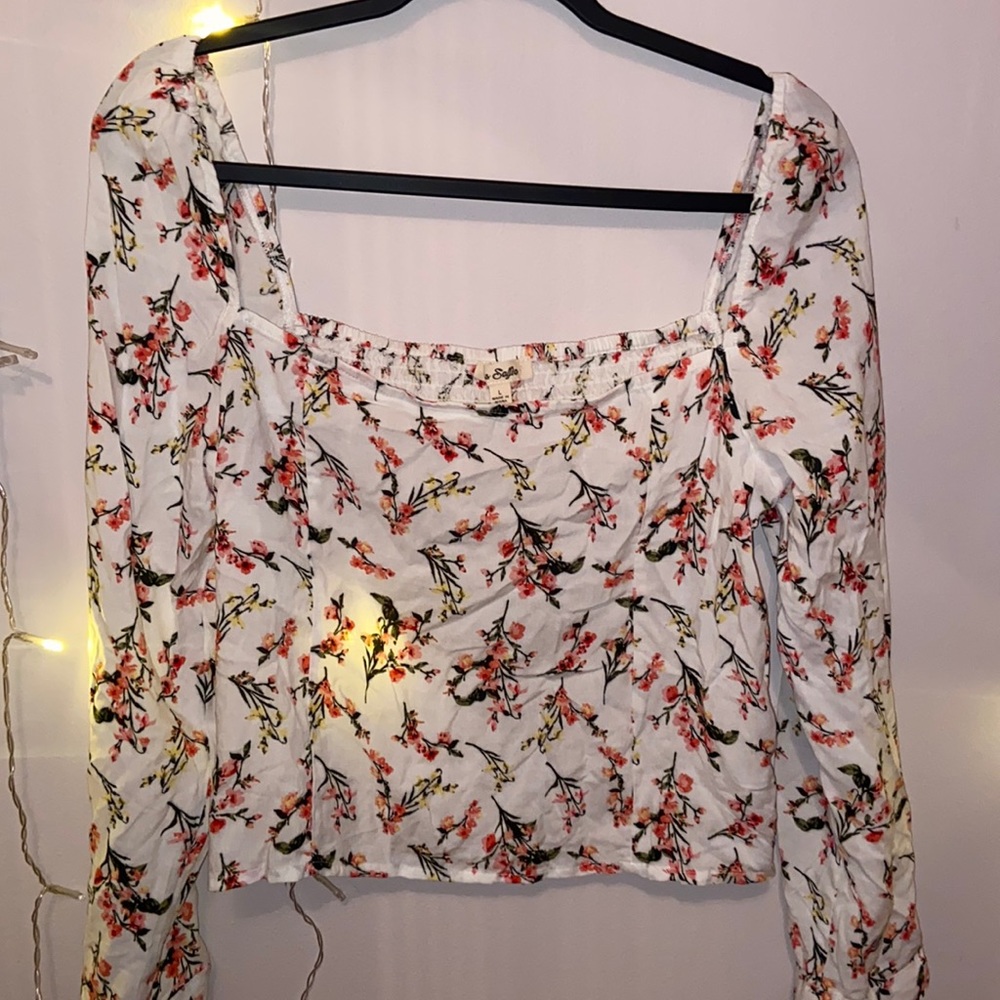 Cute White Top Flower Print